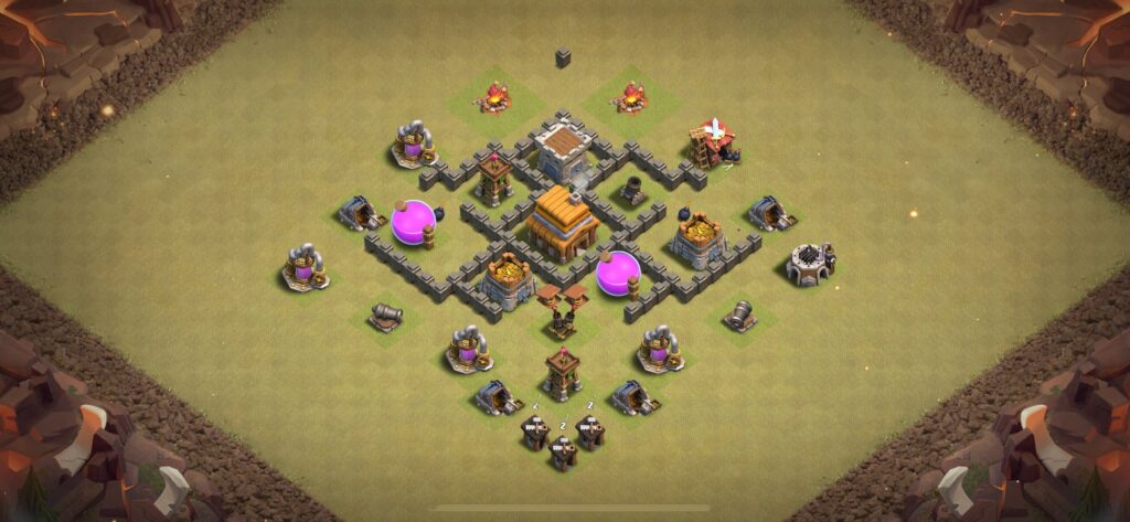 TH4 War Base - Top Town Hall 4 War Base with Link (#15) - Clash of Clans 2025​ TH4 Base