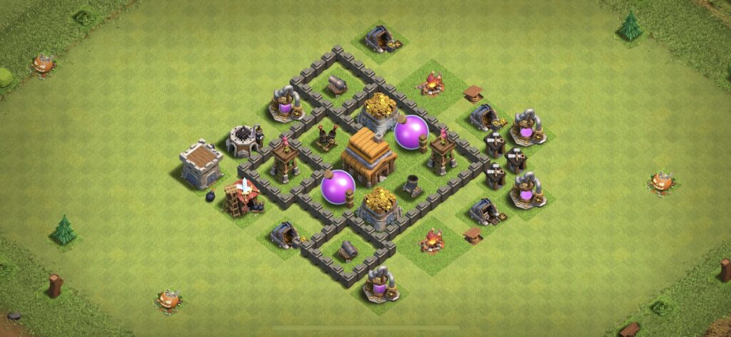 TH4 Farming Base - Top Town Hall 4 Farming Base with Link (#3) - Clash of Clans 2025​ TH4 Base