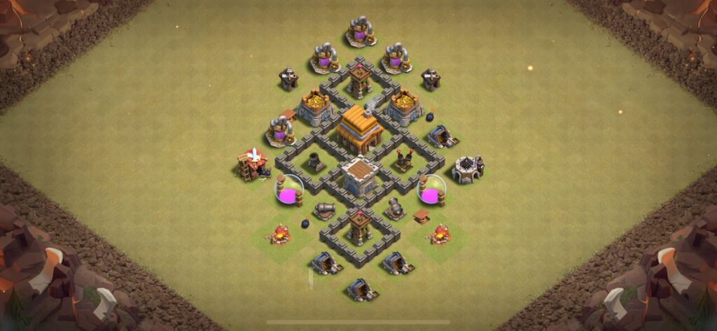 TH4 War Base - Top Town Hall 4 War Base with Link (#23) - Clash of Clans 2025​ TH4 Base