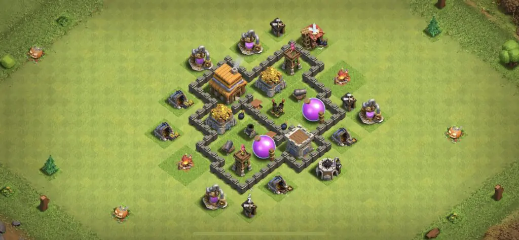 TH4 Farming Base - Top Town Hall 4 Farming Base with Link (#4) - Clash of Clans 2025​ TH4 Base