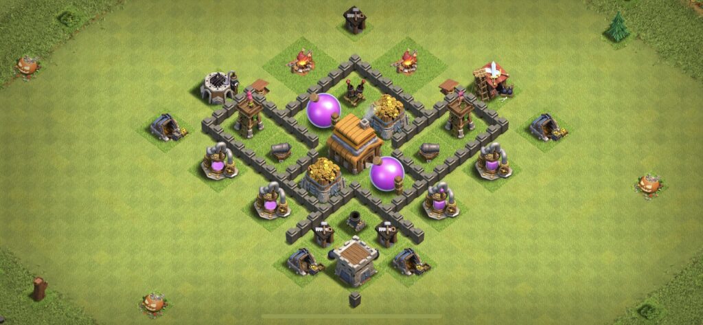 TH4 Farming Base - Top Town Hall 4 Farming Base with Link (#5) - Clash of Clans 2025​ TH4 Base