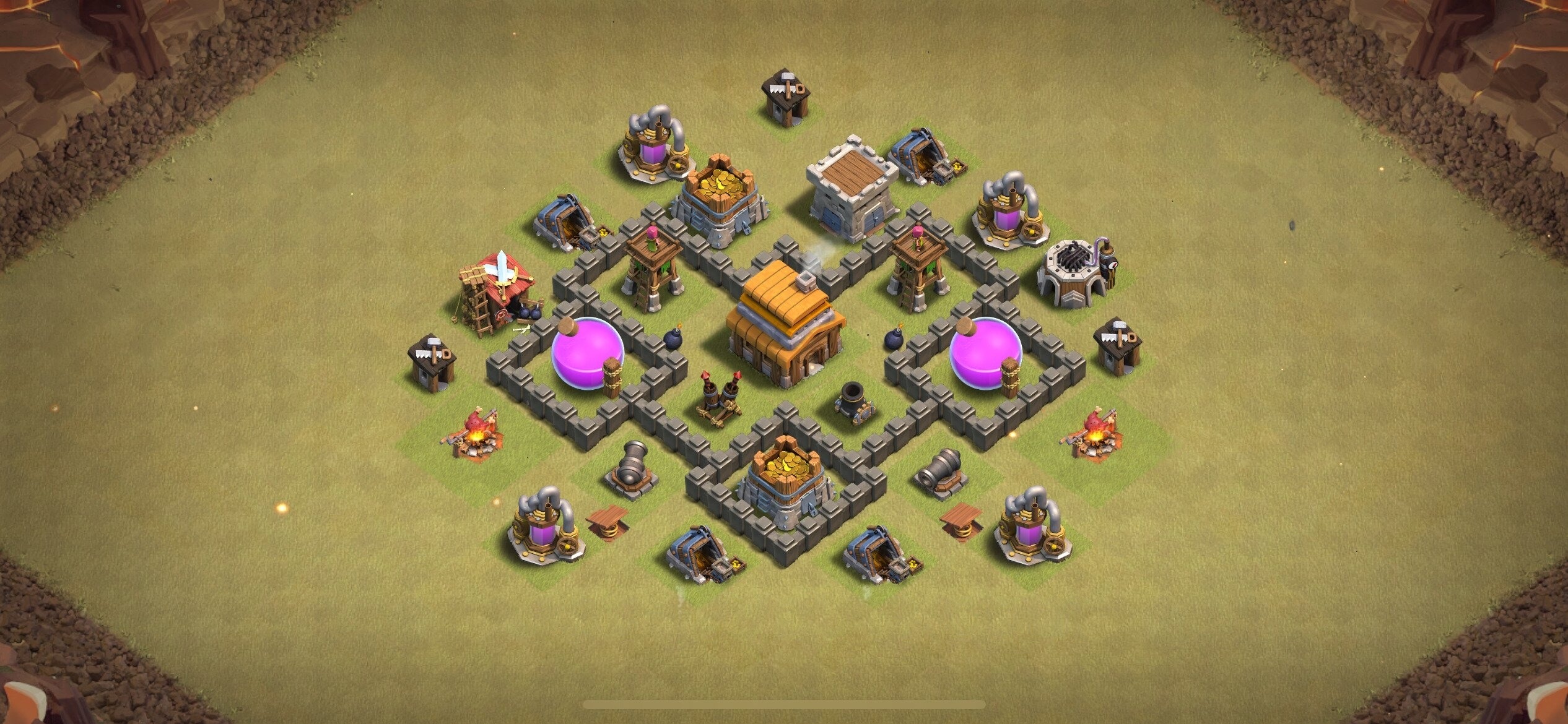 TH4 War Base - Top Town Hall 4 War Base with Link (#5) - Clash of Clans 2025​ TH4 Base