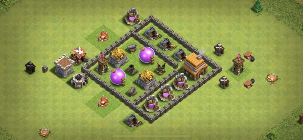 TH4 Farming Base - Top Town Hall 4 Farming Base with Link (#6) - Clash of Clans 2025​ TH4 Base