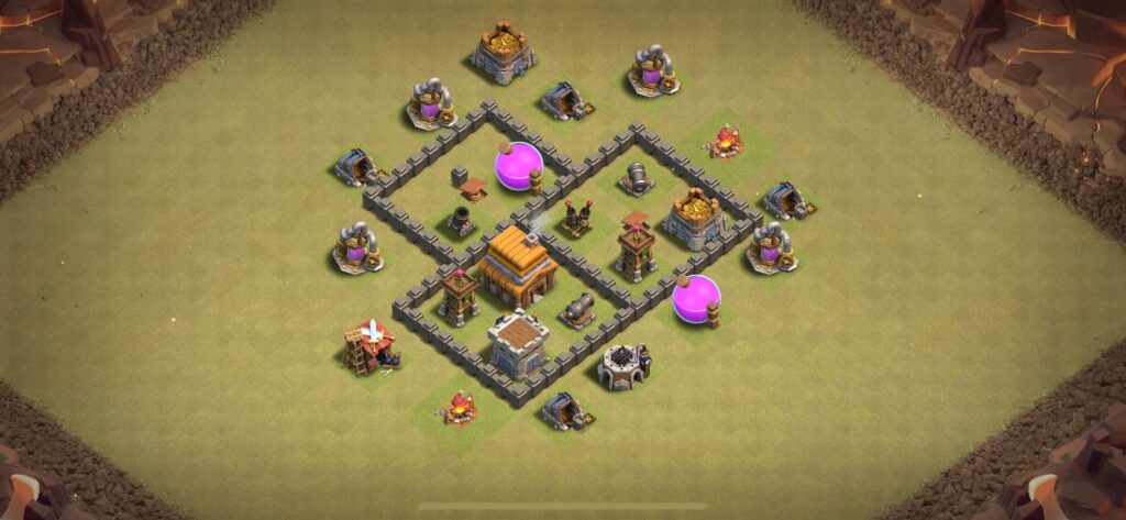 TH4 War Base - Top Town Hall 4 War Base with Link (#6) - Clash of Clans 2025​ TH4 Base