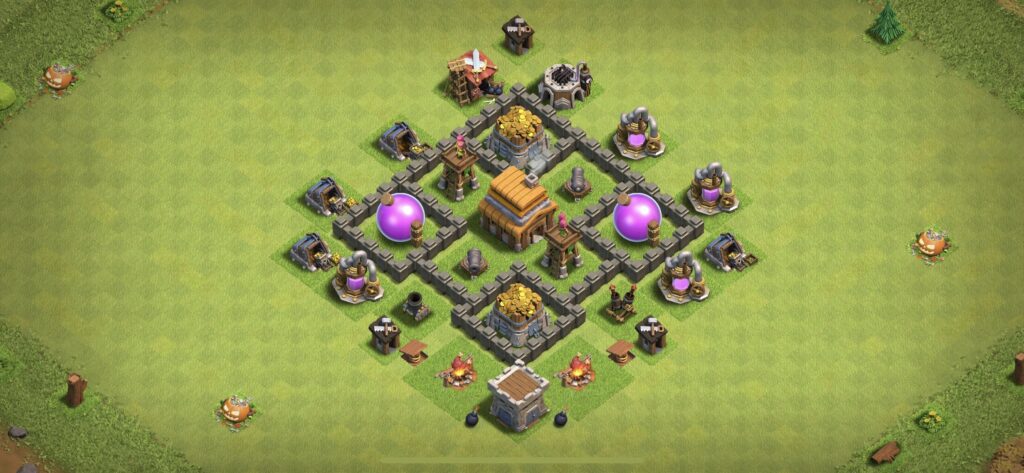 TH4 Farming Base - Top Town Hall 4 Farming Base with Link (#8) - Clash of Clans 2025​ TH4 Base