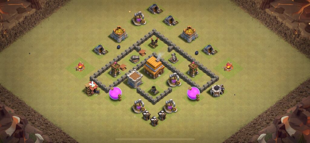 TH4 War Base - Top Town Hall 4 War Base with Link (#8) - Clash of Clans 2025​ TH4 Base