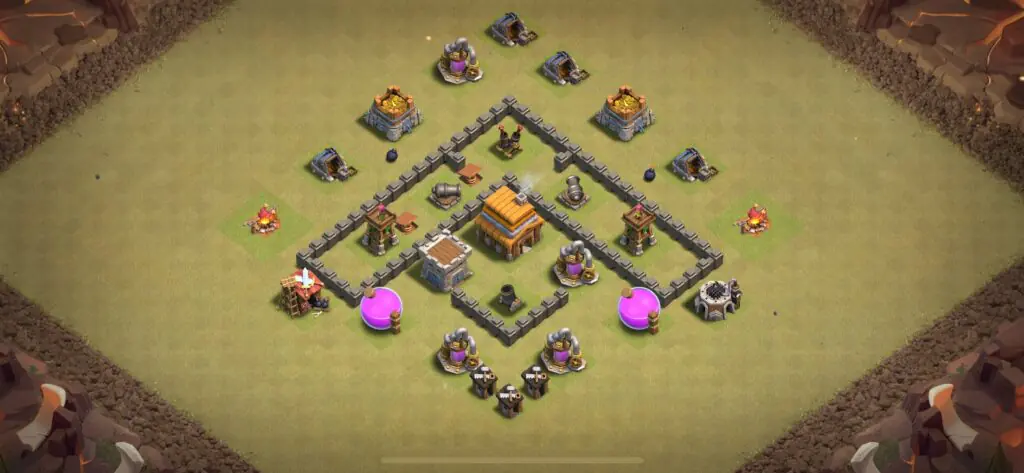 TH4 War Base - Top Town Hall 4 War Base with Link (#8) - Clash of Clans 2025​ TH4 Base