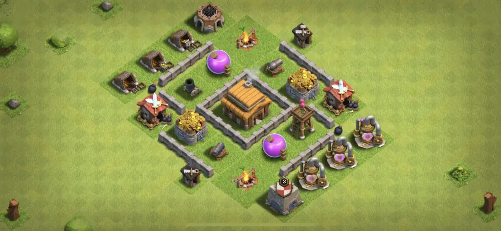 TH3 Defense Base - Top Town Hall 3 Defense Base with Link (#1) - Clash of Clans 2025​ TH3 Base
