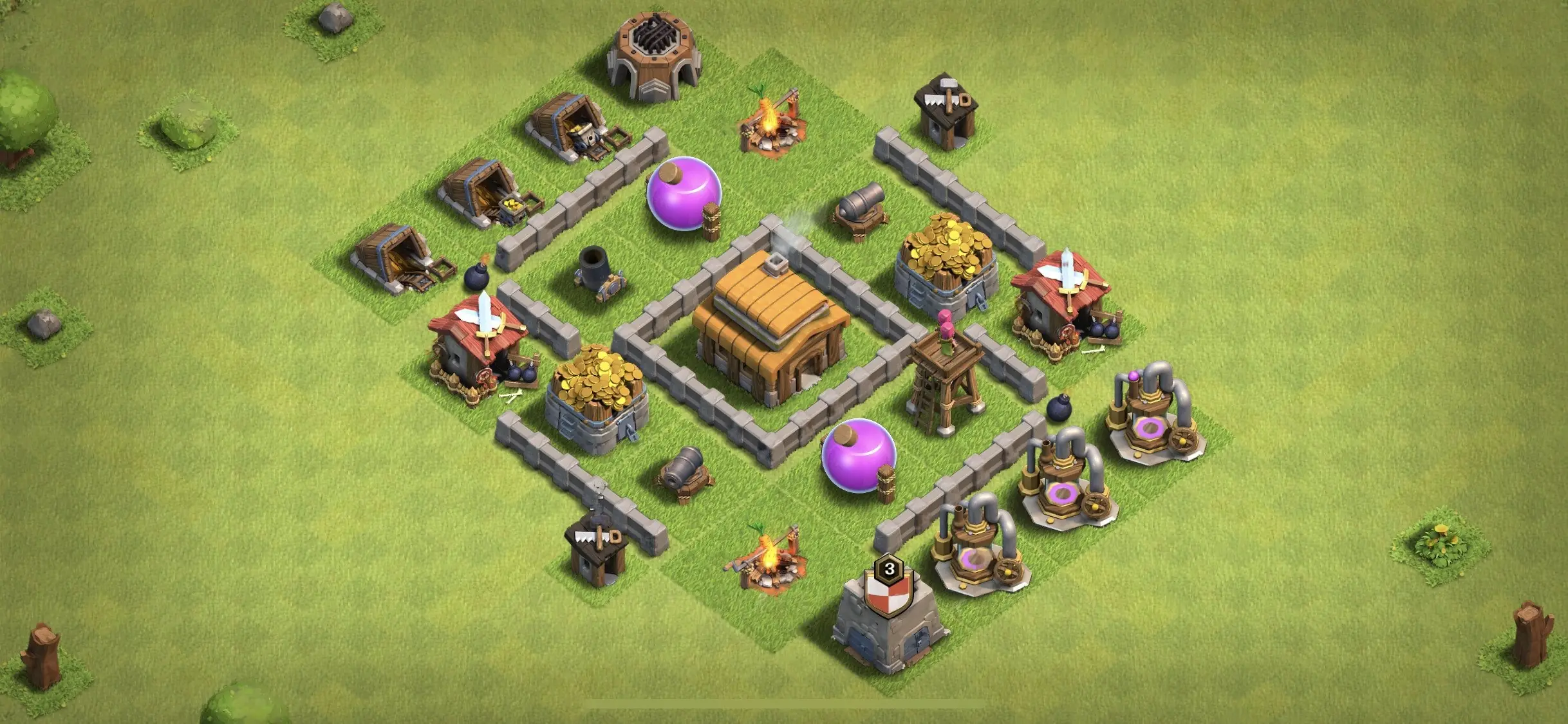 TH3 Defense Base - Top Town Hall 3 Defense Base with Link (#1) - Clash of Clans 2025​ TH3 Base
