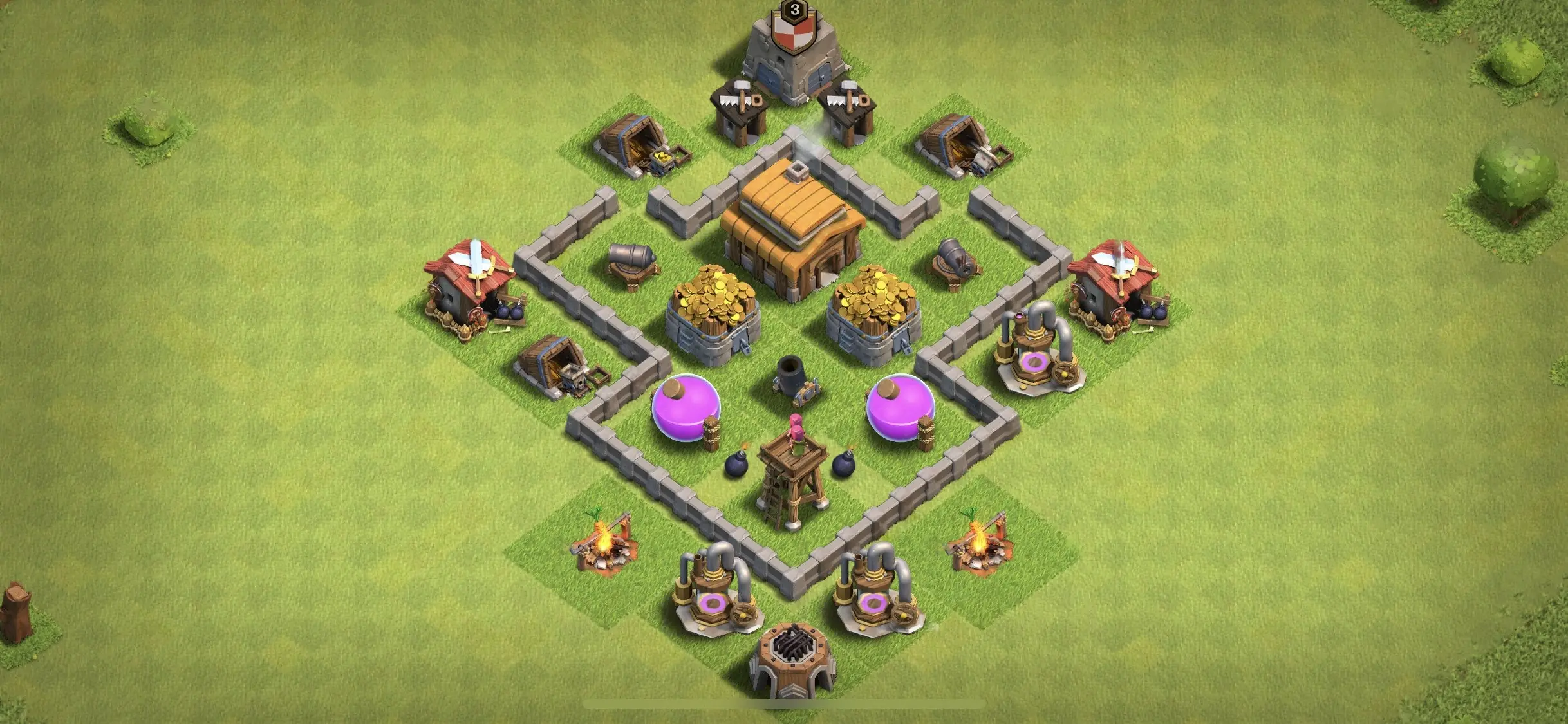 TH3 Defense Base - Top Town Hall 3 Defense Base with Link (#10) - Clash of Clans 2025​ TH3 Base