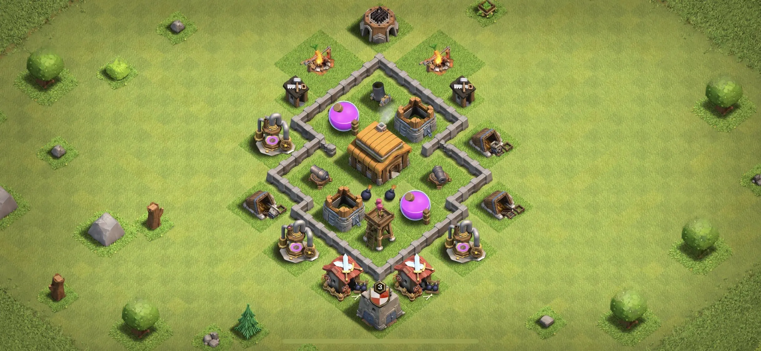 TH3 Defense Base - Top Town Hall 3 Defense Base with Link (#2) - Clash of Clans 2025​ TH3 Base
