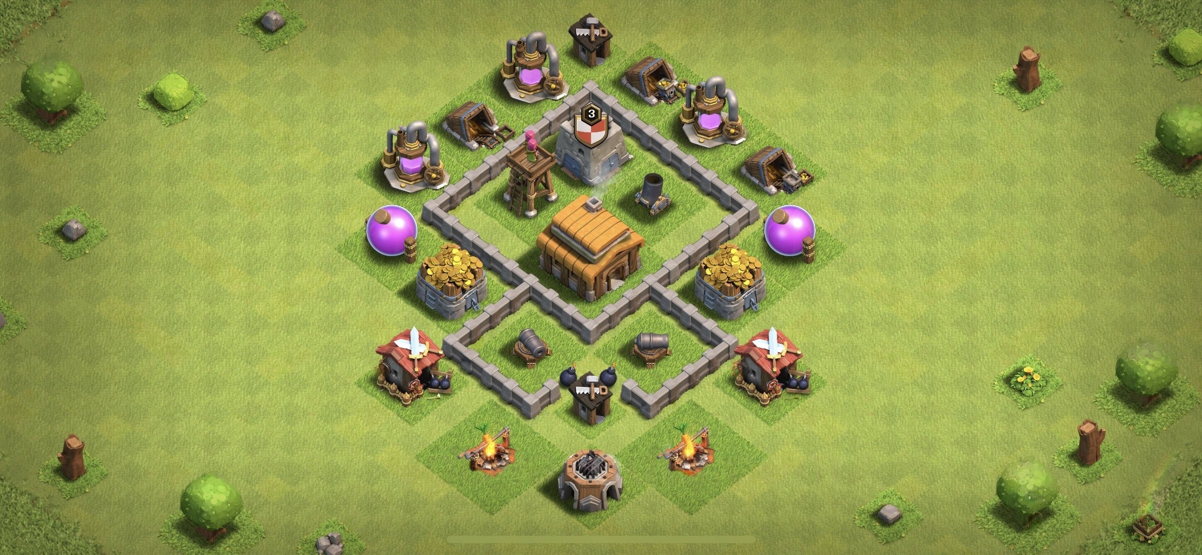 TH3 Defense Base - Top Town Hall 3 Defense Base with Link (#3) - Clash of Clans 2025​ TH3 Base