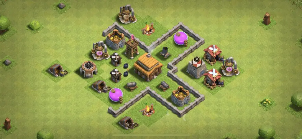 TH3 Defense Base - Top Town Hall 3 Defense Base with Link (#4) - Clash of Clans 2025​ TH3 Base