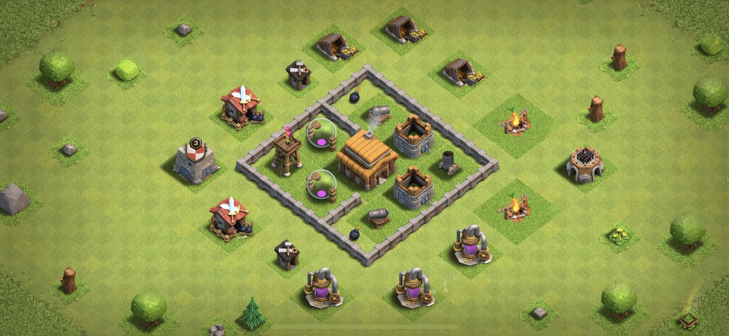 TH3 Defense Base - Top Town Hall 3 Defense Base with Link (#5) - Clash of Clans 2025​ TH3 Base