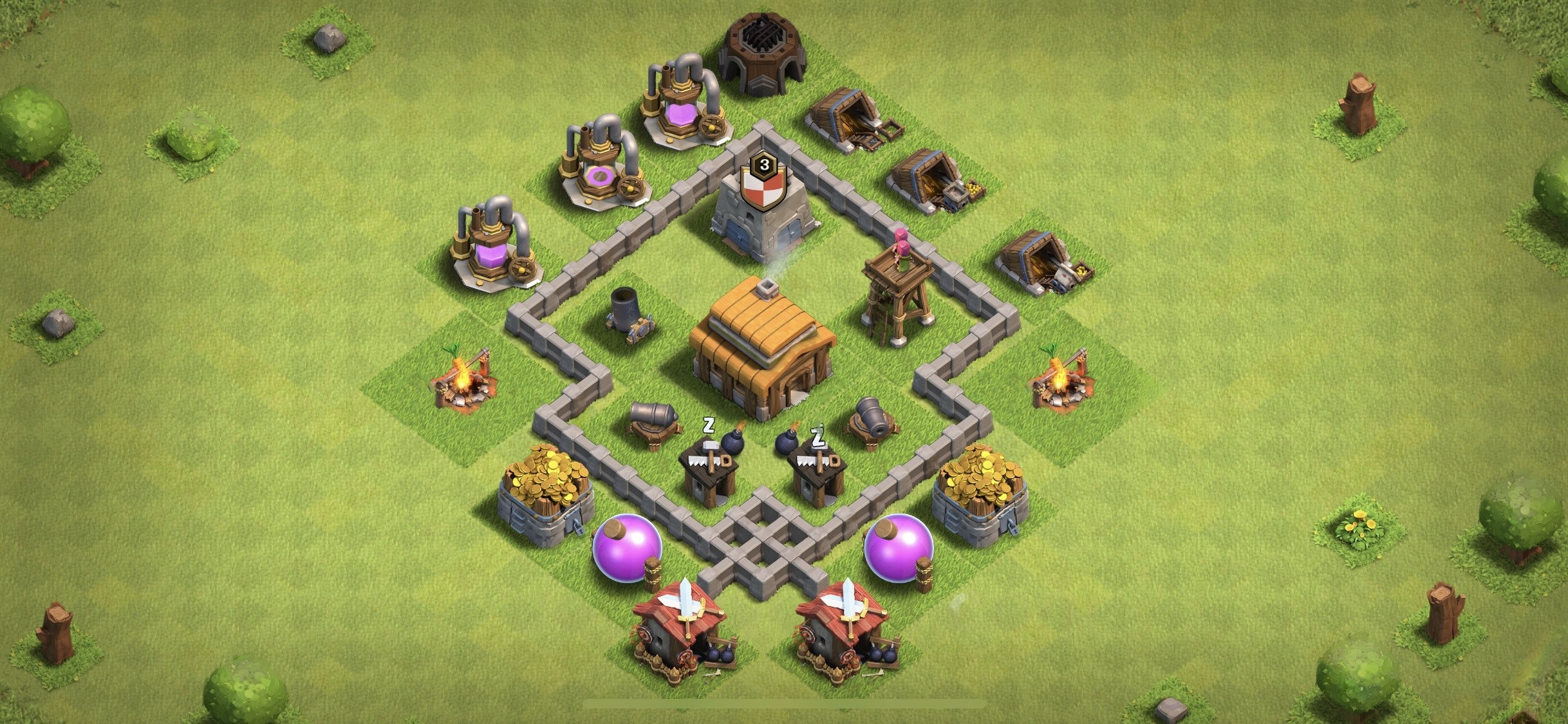 TH3 Defense Base - Top Town Hall 3 Defense Base with Link (#7) - Clash of Clans 2025​ TH3 Base
