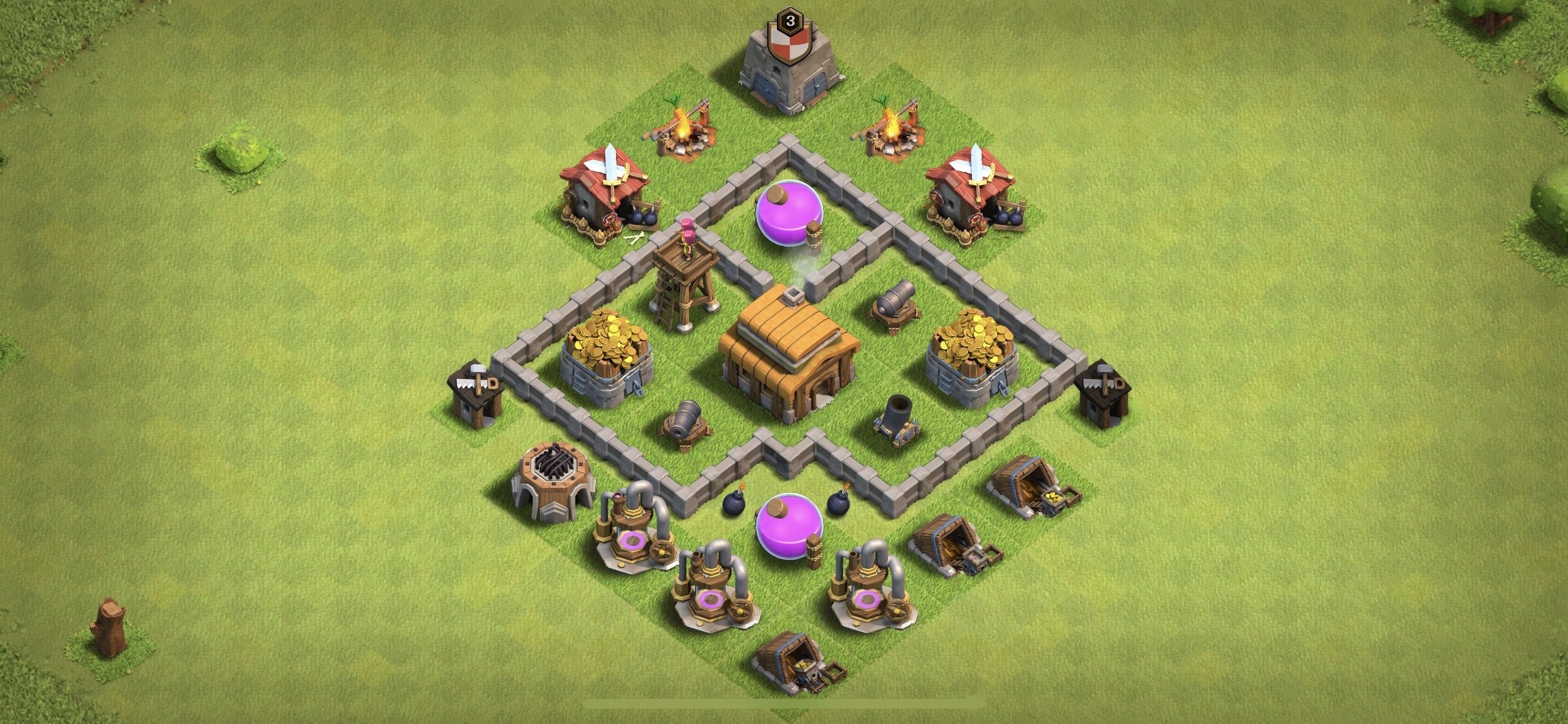 TH3 Defense Base - Top Town Hall 3 Defense Base with Link (#8) - Clash of Clans 2025​ TH3 Base