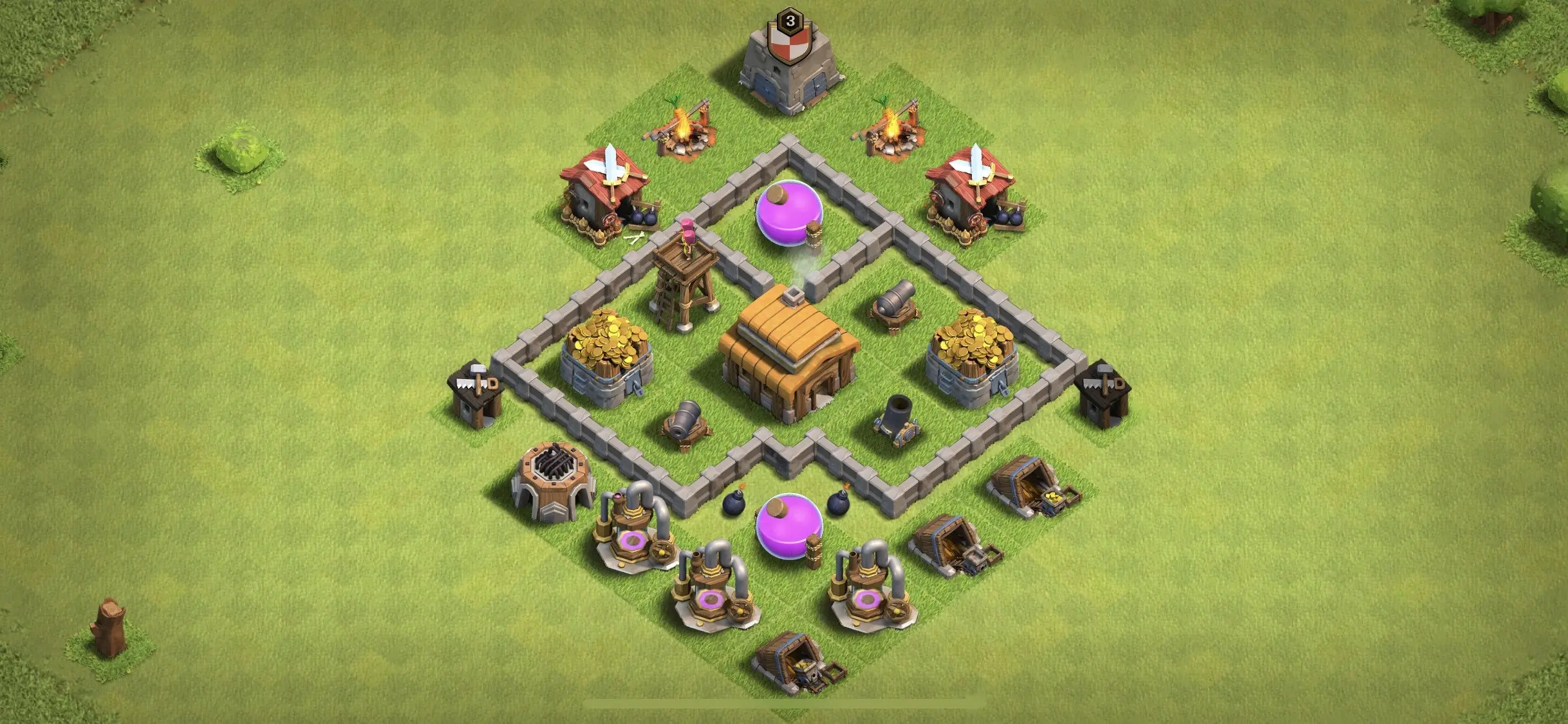 TH3 Defense Base - Top Town Hall 3 Defense Base with Link (#8) - Clash of Clans 2025​ TH3 Base