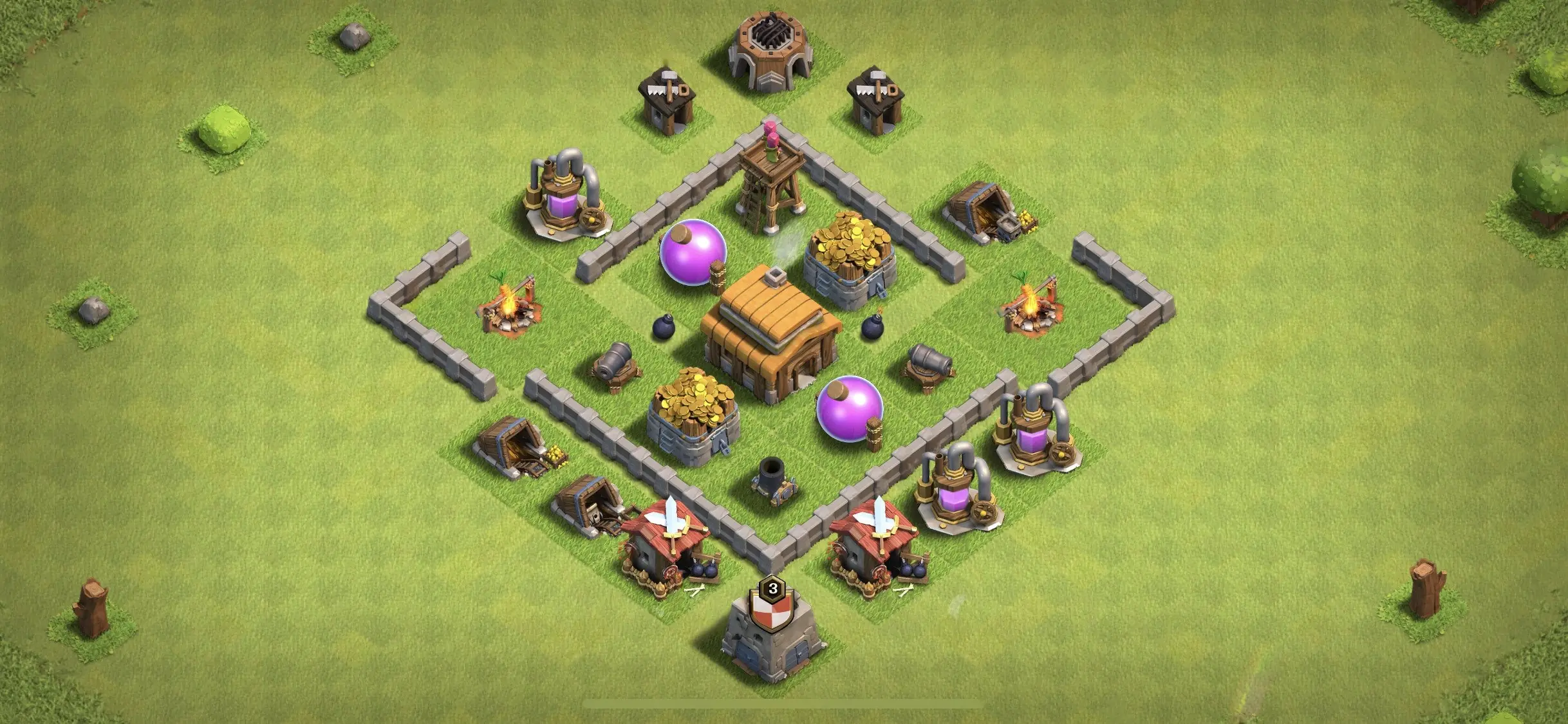 TH3 Farming Base - Top Town Hall 3 Farming Base with Link (#1) - Clash of Clans 2025​ TH3 Base