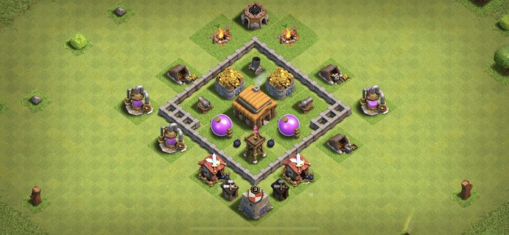 TH3 Farming Base - Top Town Hall 3 Farming Base with Link (#10) - Clash of Clans 2025​ TH3 Base