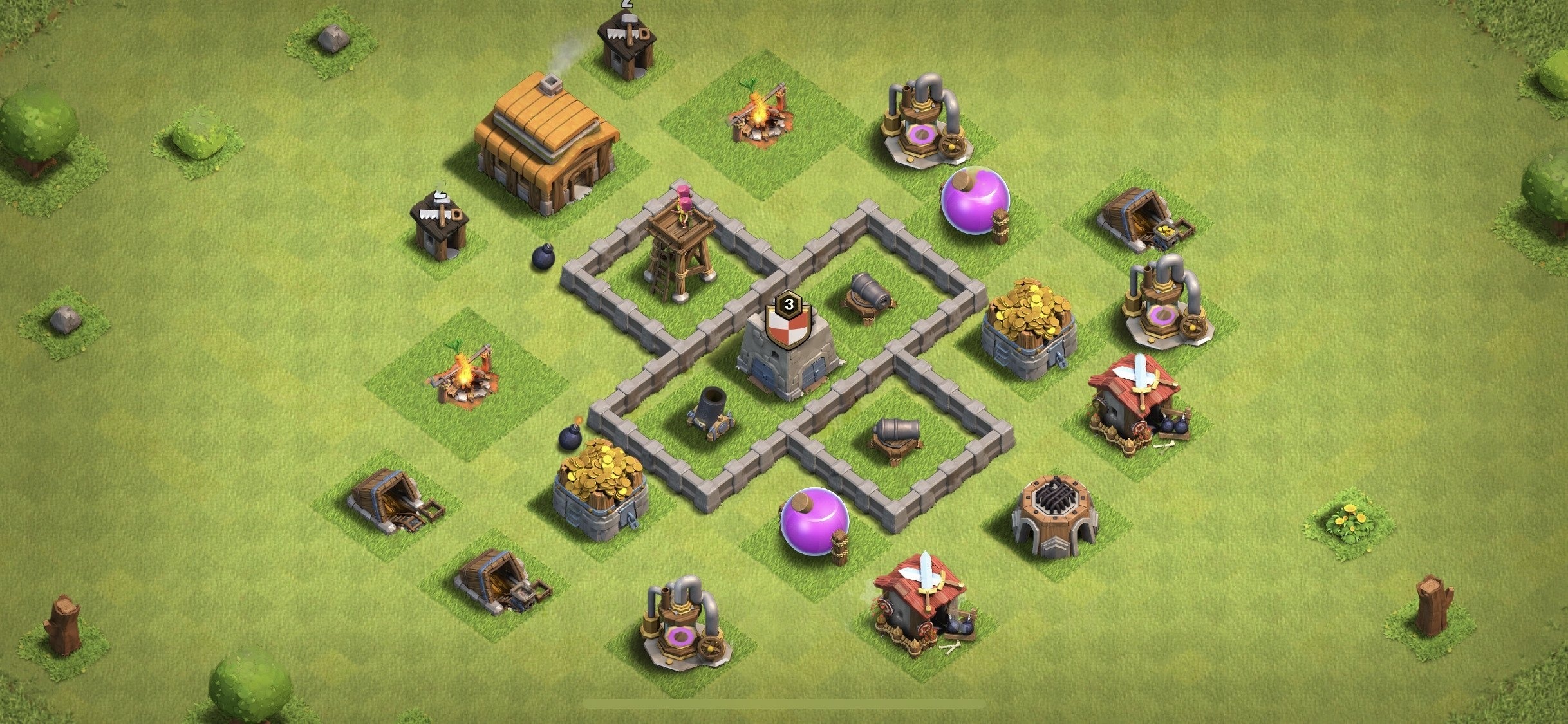 TH3 Farming Base - Top Town Hall 3 Farming Base with Link (#12) - Clash of Clans 2025​ TH3 Base