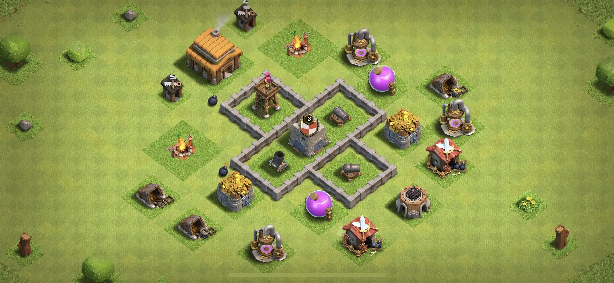 TH3 Farming Base - Top Town Hall 3 Farming Base with Link (#12) - Clash of Clans 2025​ TH3 Base