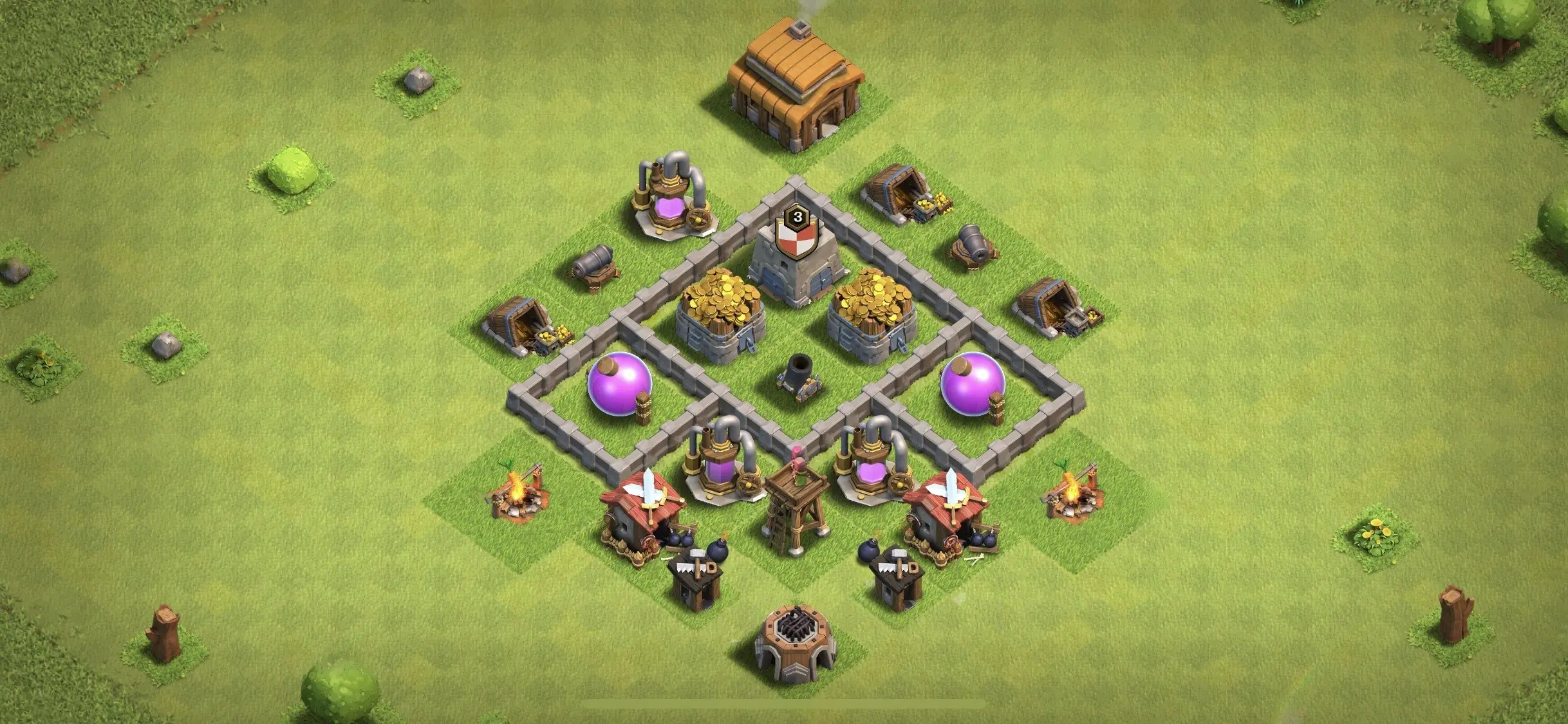TH3 Farming Base - Top Town Hall 3 Farming Base with Link (#15) - Clash of Clans 2025​ TH3 Base