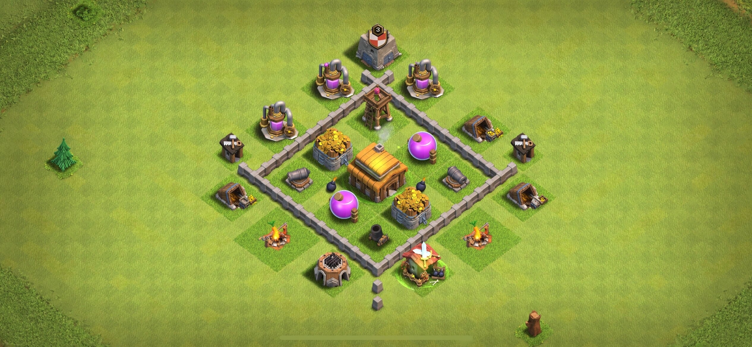 TH3 Farming Base - Top Town Hall 3 Farming Base with Link (#16) - Clash of Clans 2025​ TH3 Base