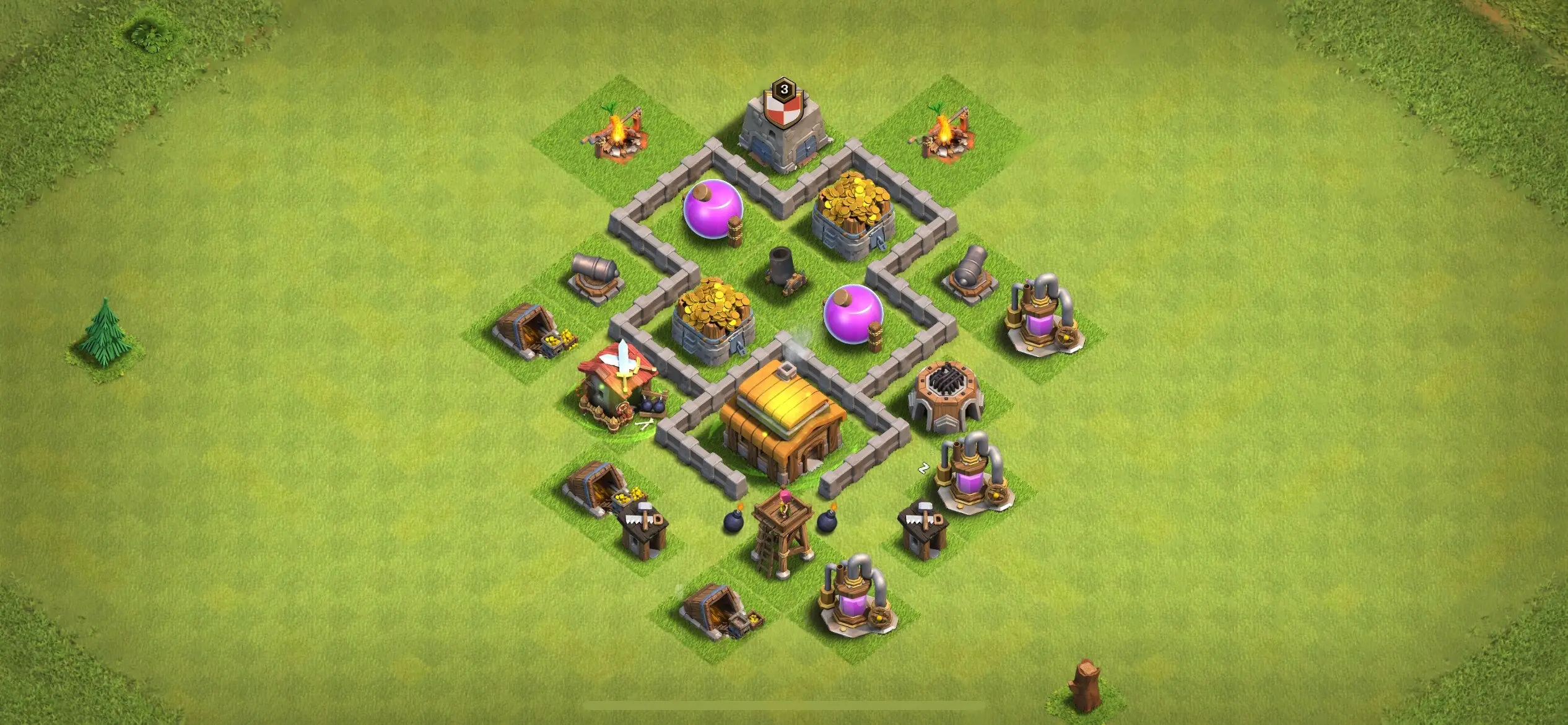 TH3 Farming Base - Top Town Hall 3 Farming Base with Link (#18) - Clash of Clans 2025​ TH3 Base