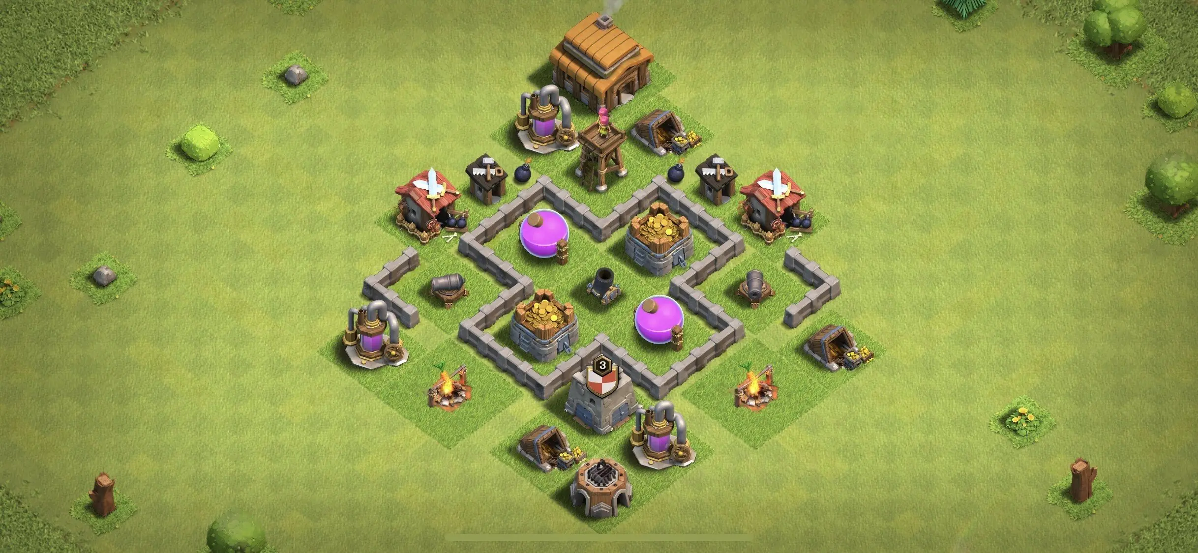 TH3 Farming Base - Top Town Hall 3 Farming Base with Link (#2) - Clash of Clans 2025​ TH3 Base