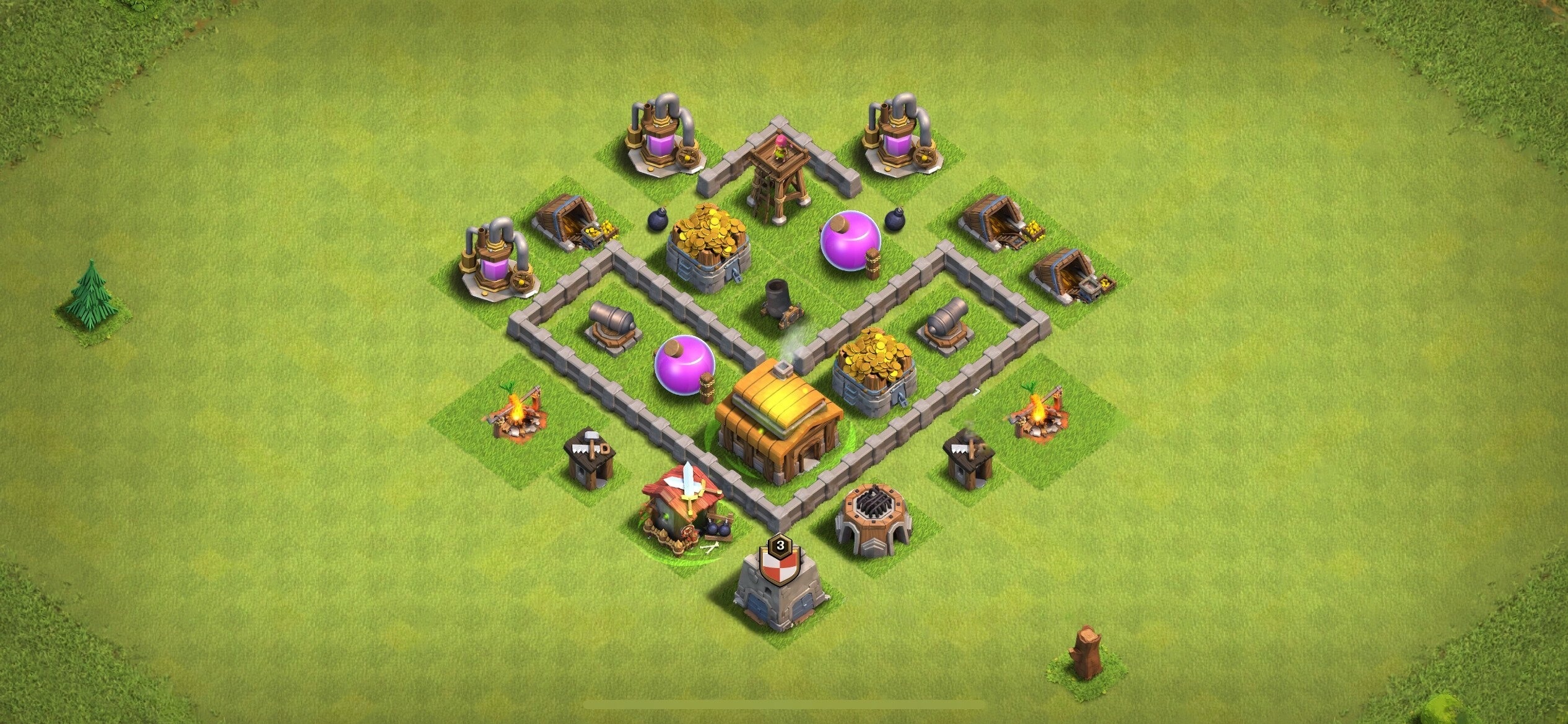TH3 Farming Base - Top Town Hall 3 Farming Base with Link (#21) - Clash of Clans 2025​ TH3 Base