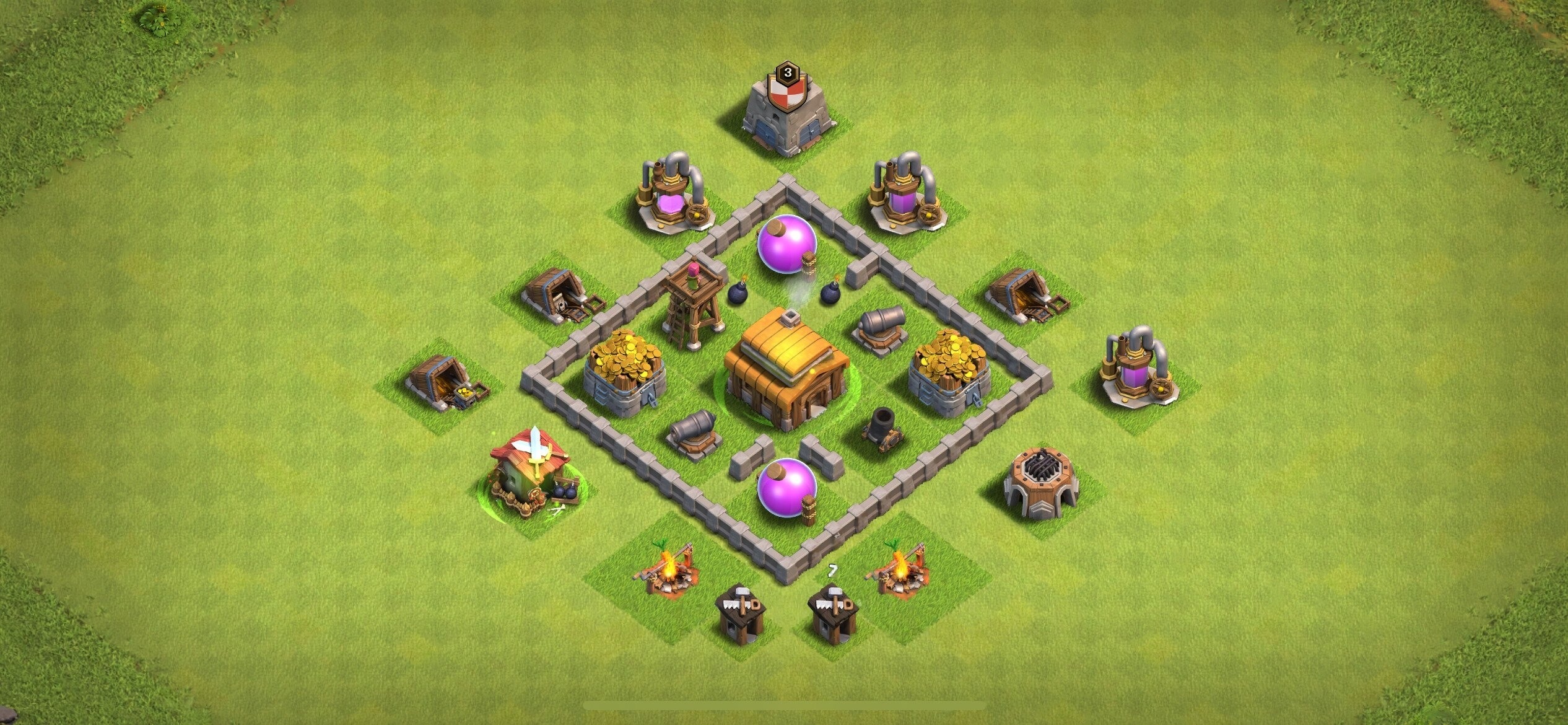 TH3 Farming Base - Top Town Hall 3 Farming Base with Link (#24) - Clash of Clans 2025​ TH3 Base