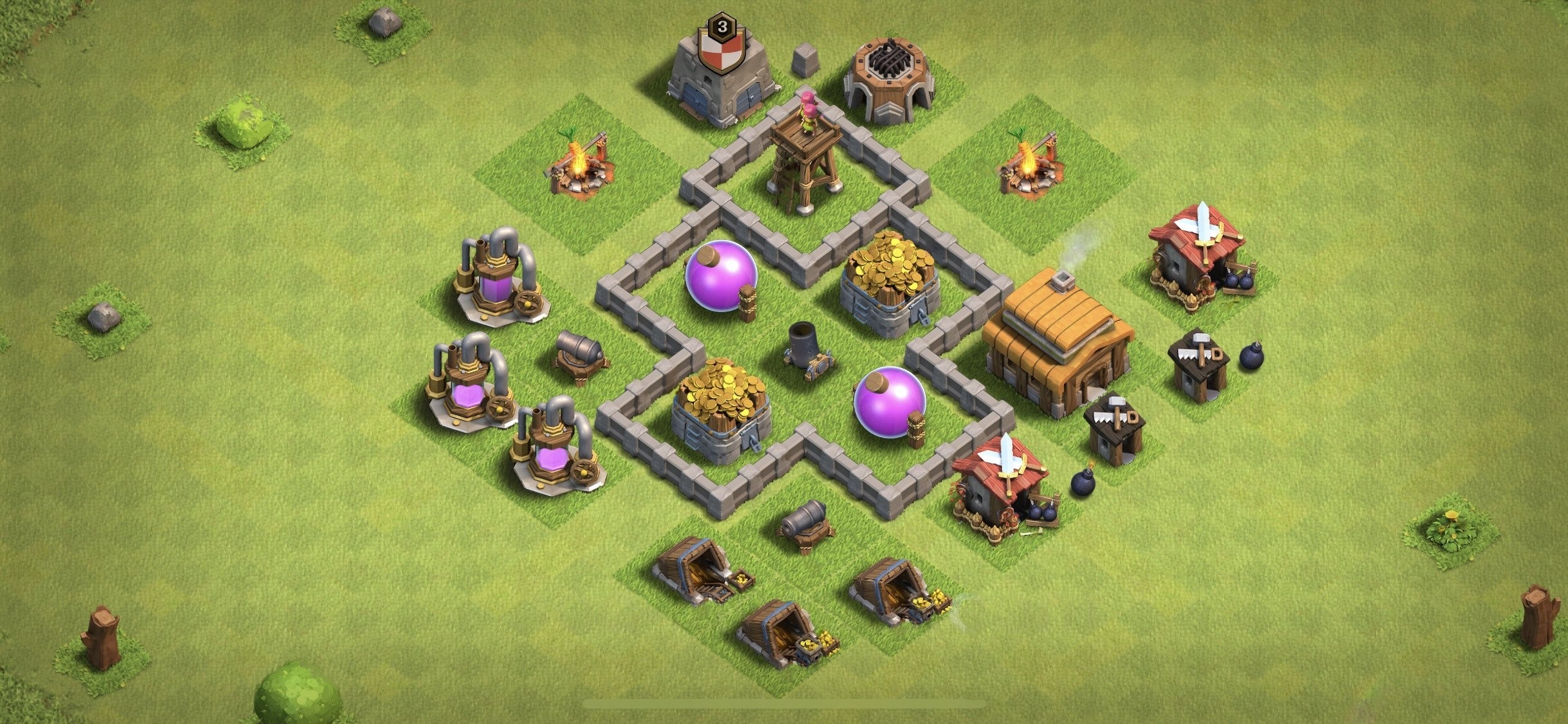 TH3 Farming Base - Top Town Hall 3 Farming Base with Link (#3) - Clash of Clans 2025​ TH3 Base