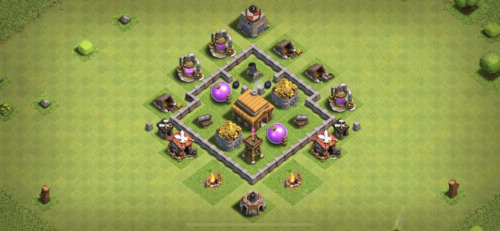 TH3 Farming Base - Top Town Hall 3 Farming Base with Link (#4) - Clash of Clans 2025​ TH3 Base