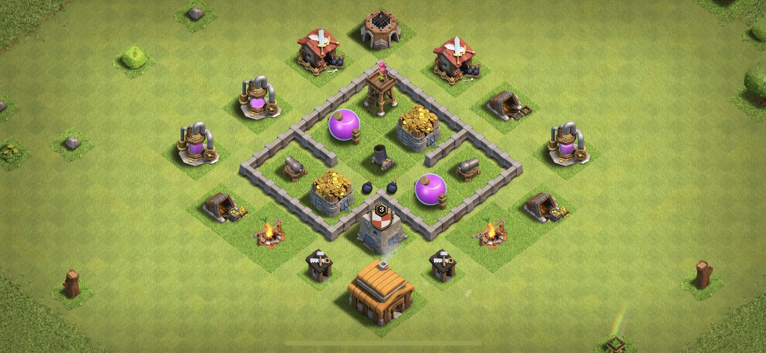TH3 Farming Base - Top Town Hall 3 Farming Base with Link (#5) - Clash of Clans 2025​ TH3 Base