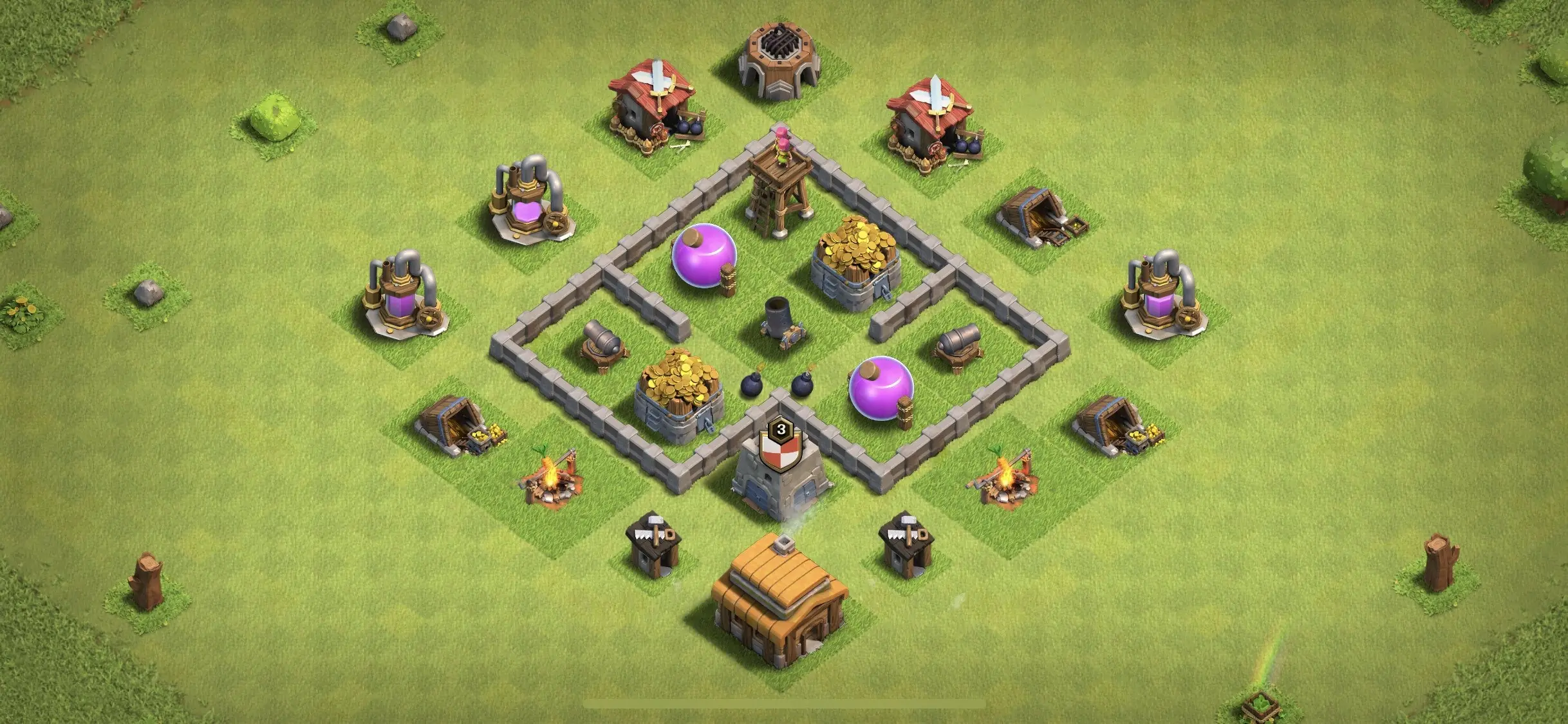 TH3 Farming Base - Top Town Hall 3 Farming Base with Link (#5) - Clash of Clans 2025​ TH3 Base