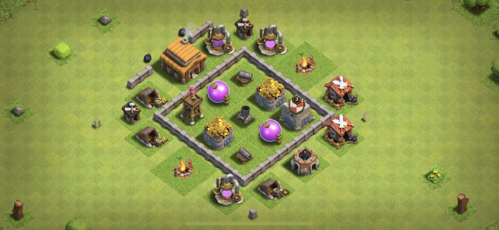 TH3 Farming Base - Top Town Hall 3 Farming Base with Link (#6) - Clash of Clans 2025​ TH3 Base