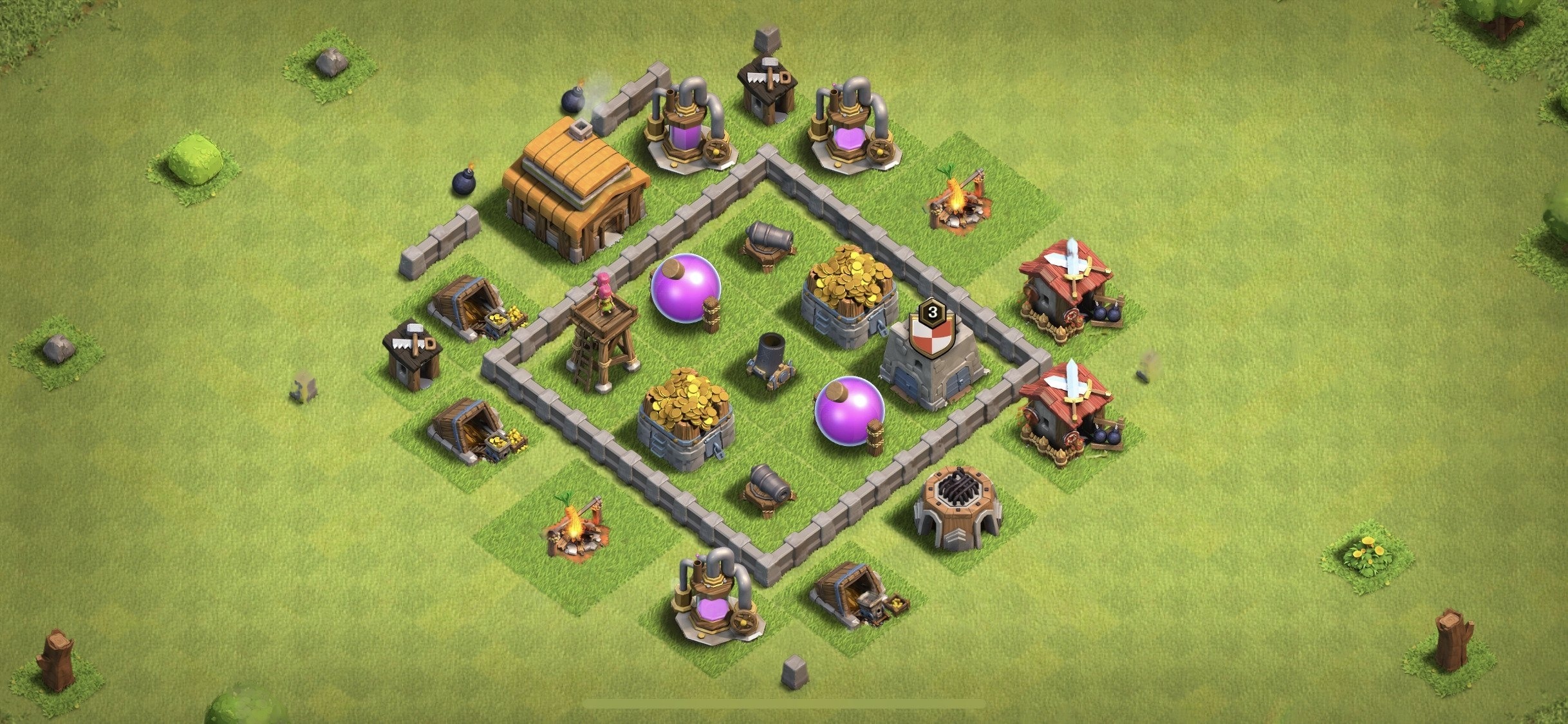TH3 Farming Base - Top Town Hall 3 Farming Base with Link (#6) - Clash of Clans 2025​ TH3 Base