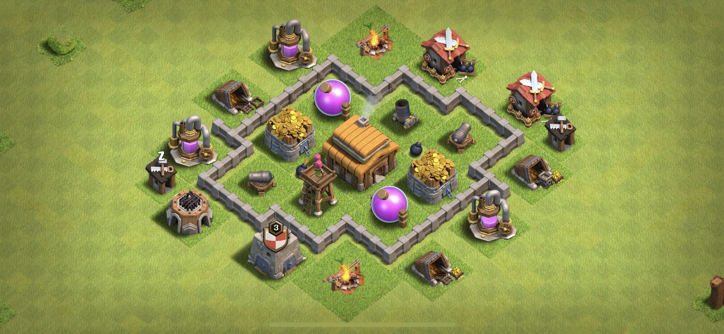 TH3 Farming Base - Top Town Hall 3 Farming Base with Link (#7) - Clash of Clans 2025​ TH3 Base